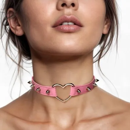 Choker with Heart and Studs