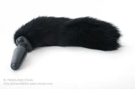 Plug with fur tail, black, size M