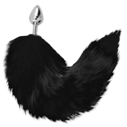 Metal Anal Plug with Black Fur